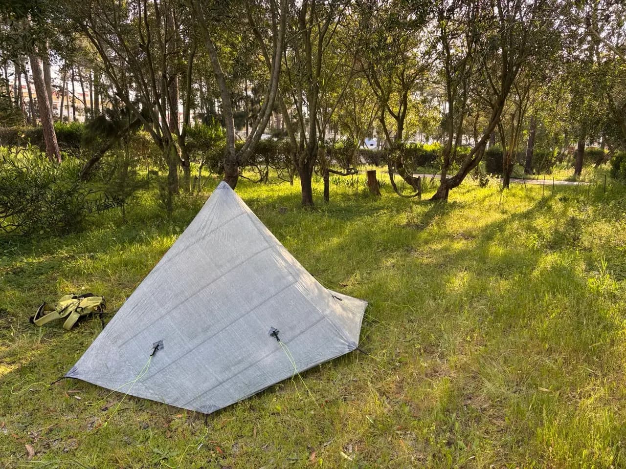 Tent setup at an official campsite on the Fishermen's Trail