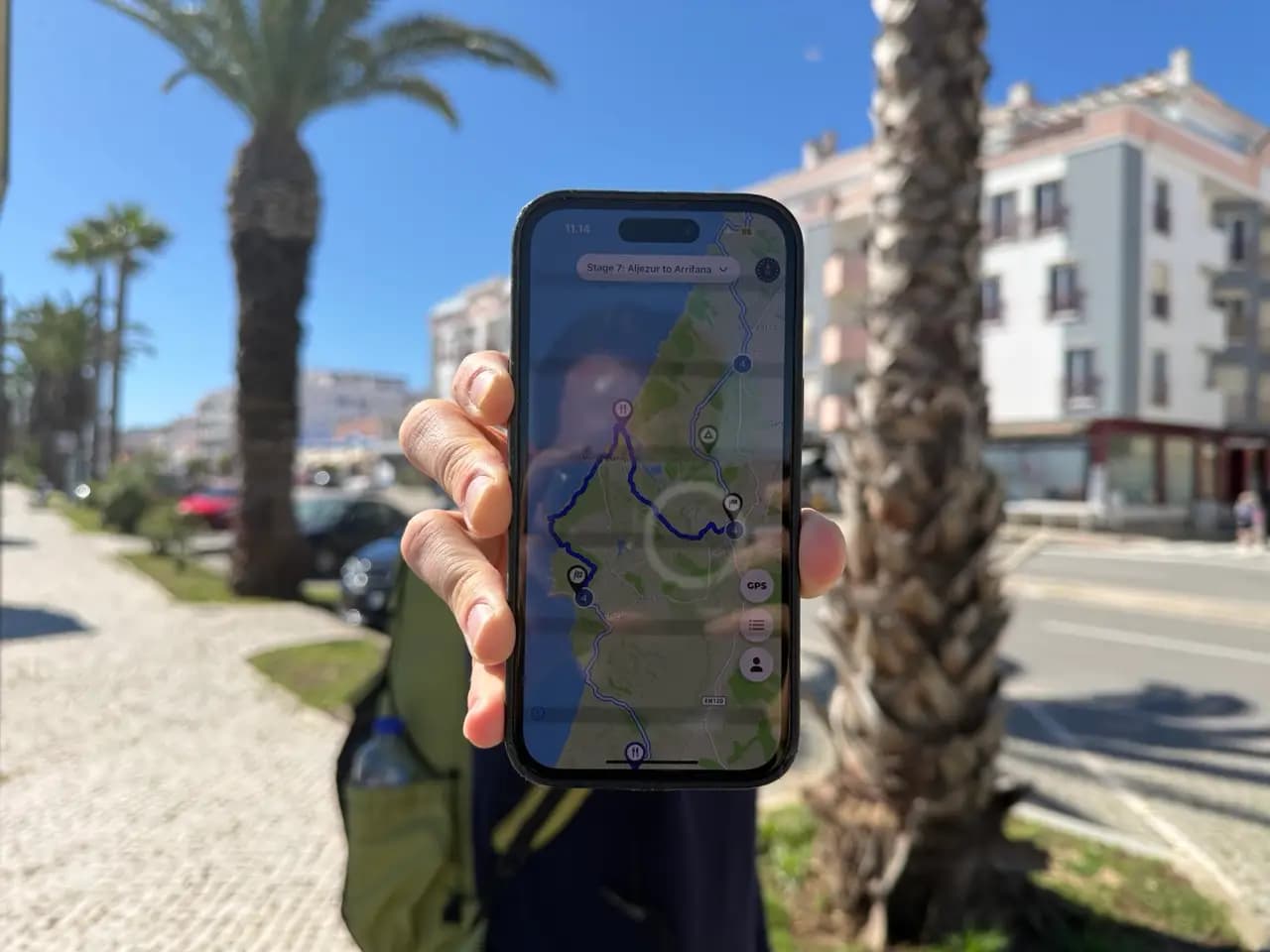The Fishermen's Trail app showing the trail map on a phone